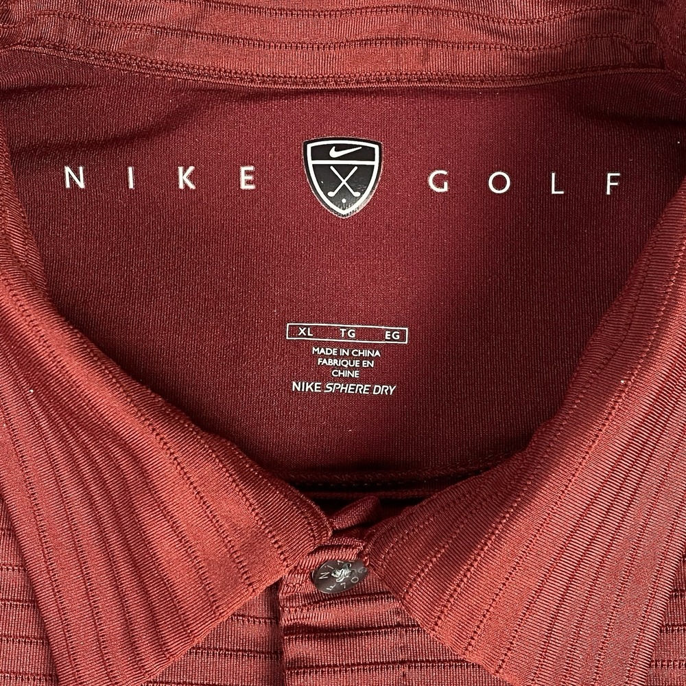 VTG Nike Golf Mens Short Sleeve Polo Shirt Red Ribbed Sphere Dry Performance XL - Picture 4 of 14